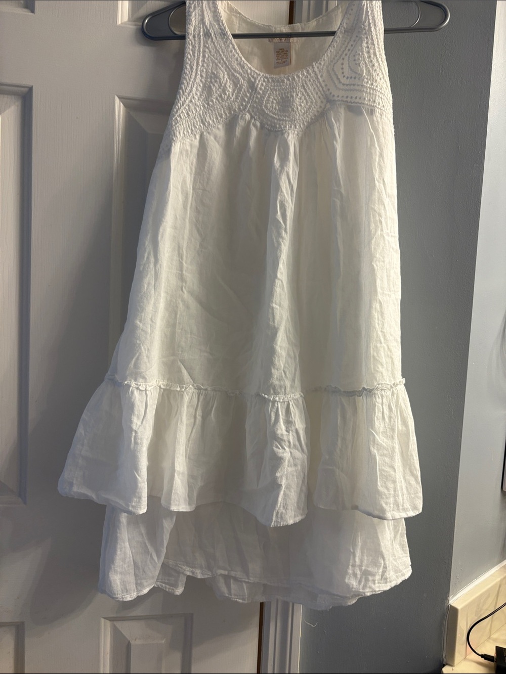 White Tiered High-Low Cotton Slip Dress